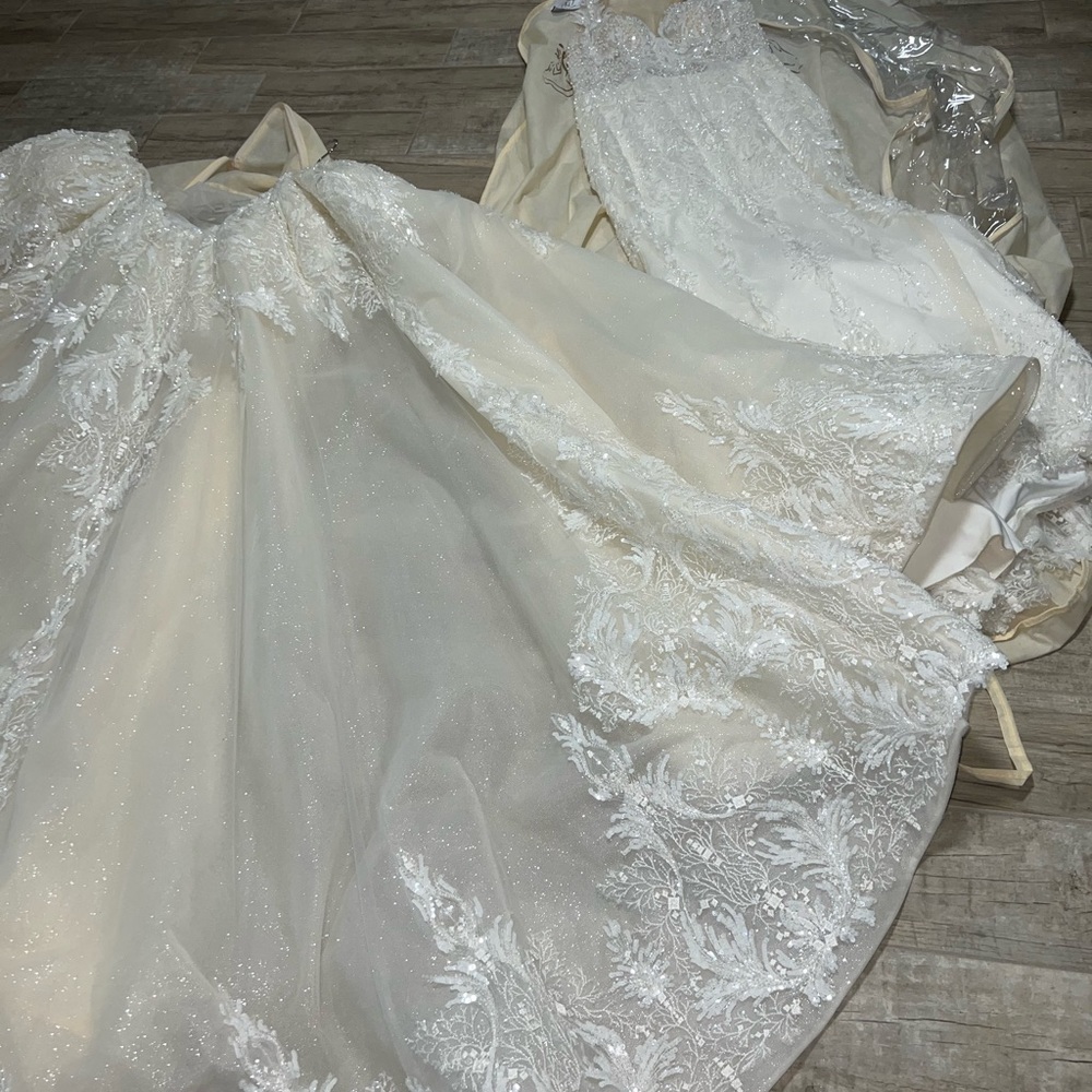 New custom made dress size 14 with over skirt.